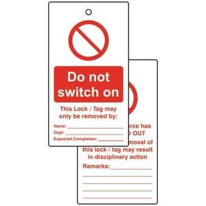 Do Not Switch On Lockout Tags (Pack of 10)