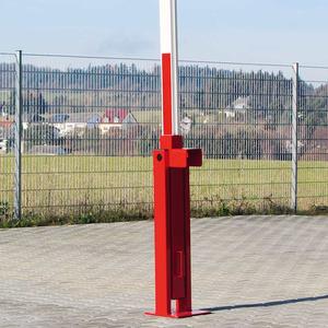 Counter-weight rising boom barriers with integrated resting post