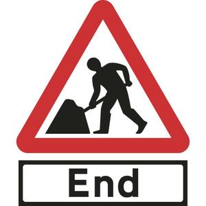 Road Works Roll-up Sign With End Supplementary Plate