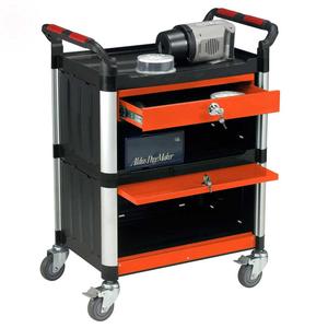 Utility Tray Trolley with 3 Shelves with Drawer and Cabinet