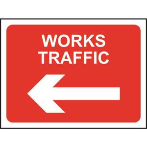 Works Traffic Left Road Sign