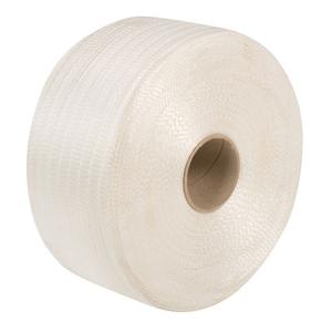 Reels of White Woven Polyester Strapping