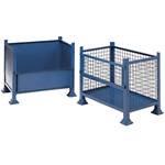 1 Tonne metal stillages with mesh or sheet sides , one with half-drop
