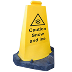 2-Sided Hazard Cone with Snow and Ice Message