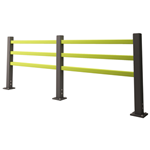 3-rail pedestrian barrier - colourfast yellow & grey