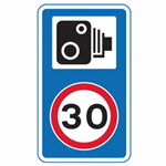 30mph Speed Limit With Camera Symbol Sign