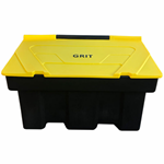 350L black grit bin with yellow lid made from recycled polyethylene