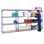 Heavy-duty 4-Shelf Level Shelving Bays, 380mm Bay Depth