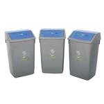 Set of 3 recycling bins with flip-top lids