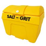 Heavy-duty yellow and green grit bins
