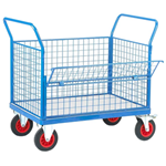 Galvanised Base Platform Trolley with 4 Mesh Sides (1 Half Drop)