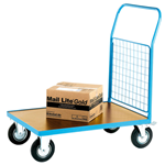 500kg platform trucks with mesh end and heavy-duty veneer deck