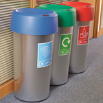 Colour-coded open-top recycling bins
