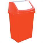 50L red recycling bin with white swing panel on the lid