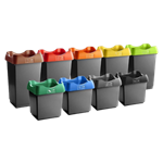 Waste Recycling Bins with Coloured Lids