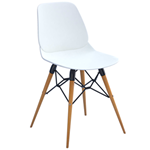 Strut multi-purpose chair with white seat and natural oak legs