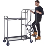 Apollo picking trolley with 3 steps and 2 steel shelves