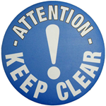 Blue and White Attention - Keep Clear Graphic Floor Marker Sticker