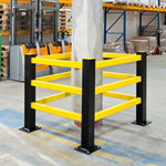 BLACK BULL Hybrid Column Protection Barriers - Complete Set - 12 Rails and 4 x Corner Posts