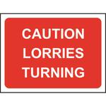Caution Lorries Turning Road Sign