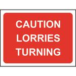 Caution Lorries Turning Road Sign