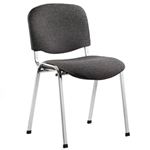 ISO chrome-frame stacking chair with charcoal grey upholstery