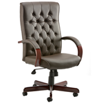 Chesterfield High Back Leather Executive Office Chair - Brown