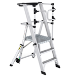 Climb-It 3-tread folding steps with large platform and safety gates