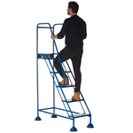 Climb-It blue 5-tread mobile safety steps with punched metal treads