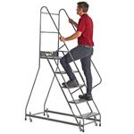 Climb-It 5-tread safety steps with spring-loaded castors