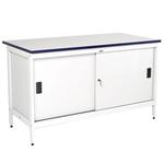 Mailroom Bench with Sliding Locking Doors