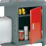 Lockable steel cupboard for fully welded workbench