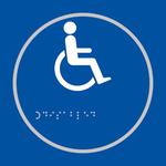 Blue disable toilet taktyle braille sign