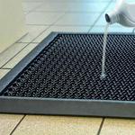 Disinfectant mat with flexible scrapers
