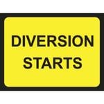 Diversion Starts Road Sign