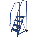 Blue easy access 4-tread mobile steps