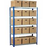 Ecorax Topbox shelving unit 5 shelves & 15 archive boxes