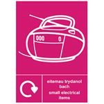 Small electrical items recycling sign in Welsh & English
