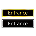 Entrance door signs in gold or chrome effect laminate - 50 x 200mm