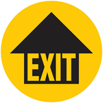 Exit with Arrow Graphic Floor Marker - 430mm diameter