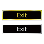Exit door signs in polished gold and polished chrome effect laminate - 50 x 200mm