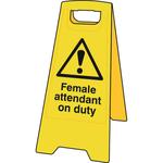 Female Attendant on Duty Floor Stand Sign