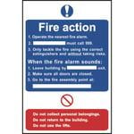 Fire Action sign - 300 x 200mm