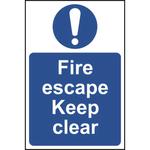 Fire Escape Keep Clear Sign - 300 x 200mm