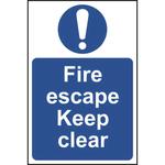 Fire Escape Keep Clear Sign - 300 x 200mm