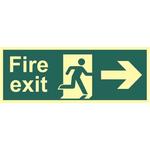 Fire Exit Arrow Right Photoluminescent Sign