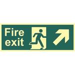 Fire Exit Arrow Up Right Photoluminescent Sign