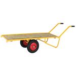 Kongamek flat balance trolley with wooden platform and powder-coated yellow frame