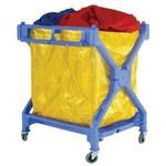 Folding laundry trolley with PVC laundry sack