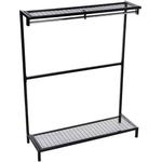 Freestanding Garment Hanging Unit with Mesh Shoe Rack & Top Shelf